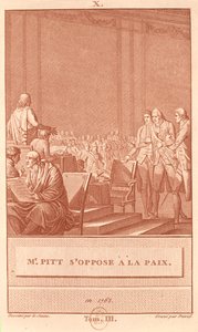 William Pitt den eldste (1708–78) Motstander freden av 1762, gravert av David